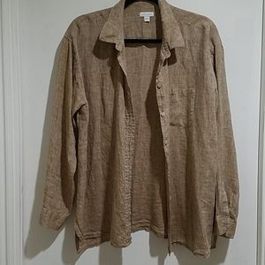 JJill taupe, lightweight easy linen shirt.
